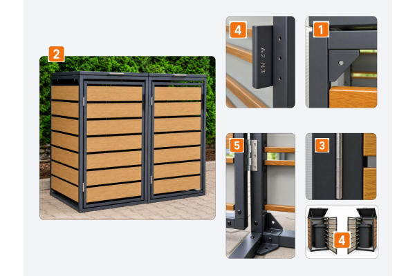ZABUDOWA ŚMIETNIKOWA 2x240L kolor DREWNO